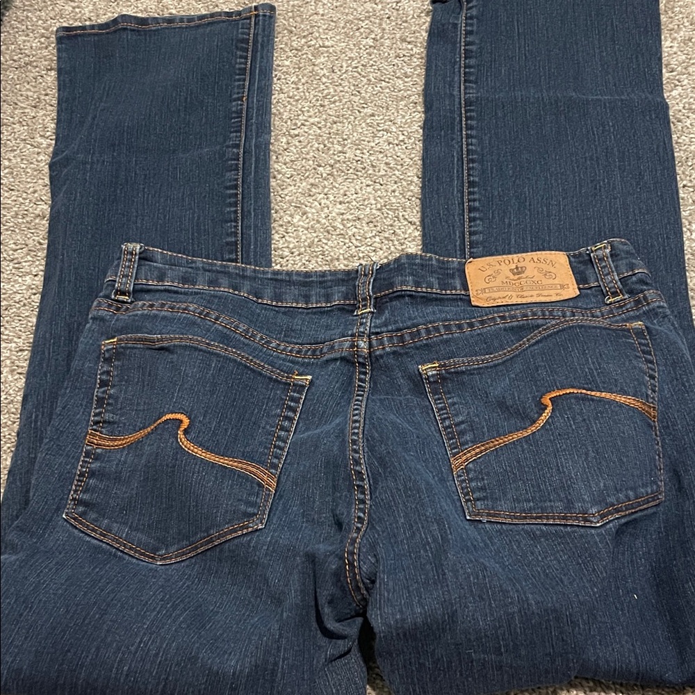 U.S. Polo Assn. Dark Blue Bootcut Jeans with Orange Accents